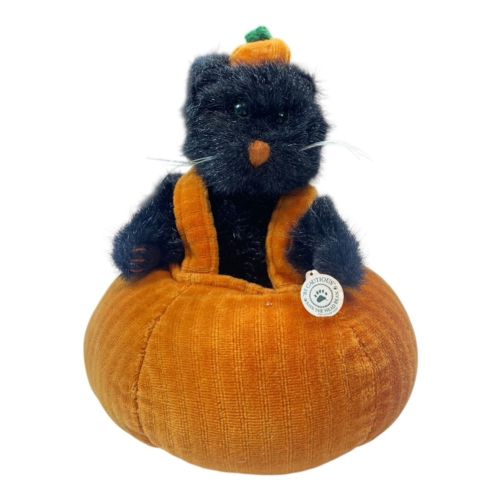Vintage Boyds Bears Black Cat Plush Inkly Boocat Pumpkin‎ Costume Stuffed Animal